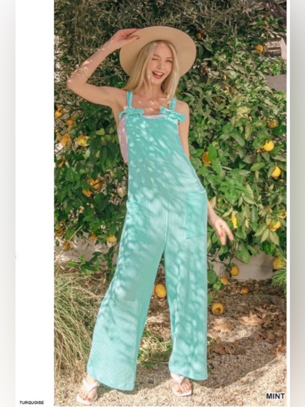 ZENANA NWT ribbed jumpsuit jumpers small Mint